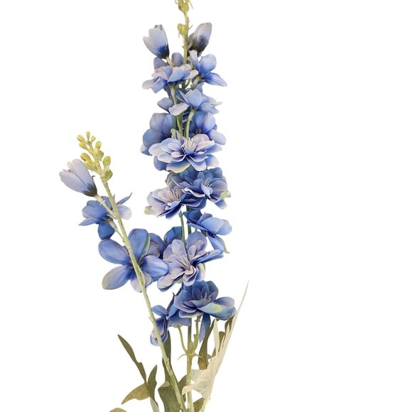 Artificial Blue Delphinium Silk Flowers With Greenery For Floral Arrangements & - Picture 4 of 8